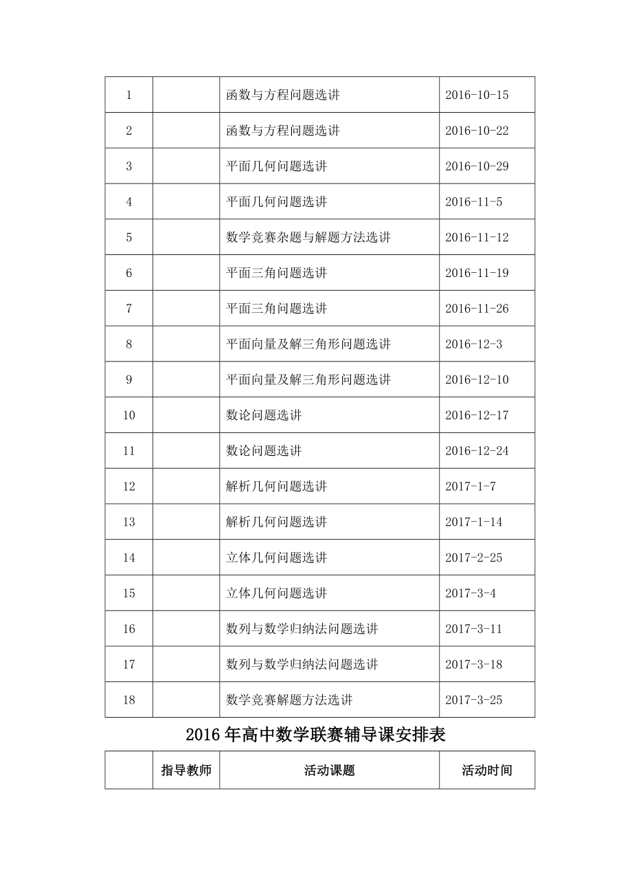 学高中数学竞赛辅导计划.doc