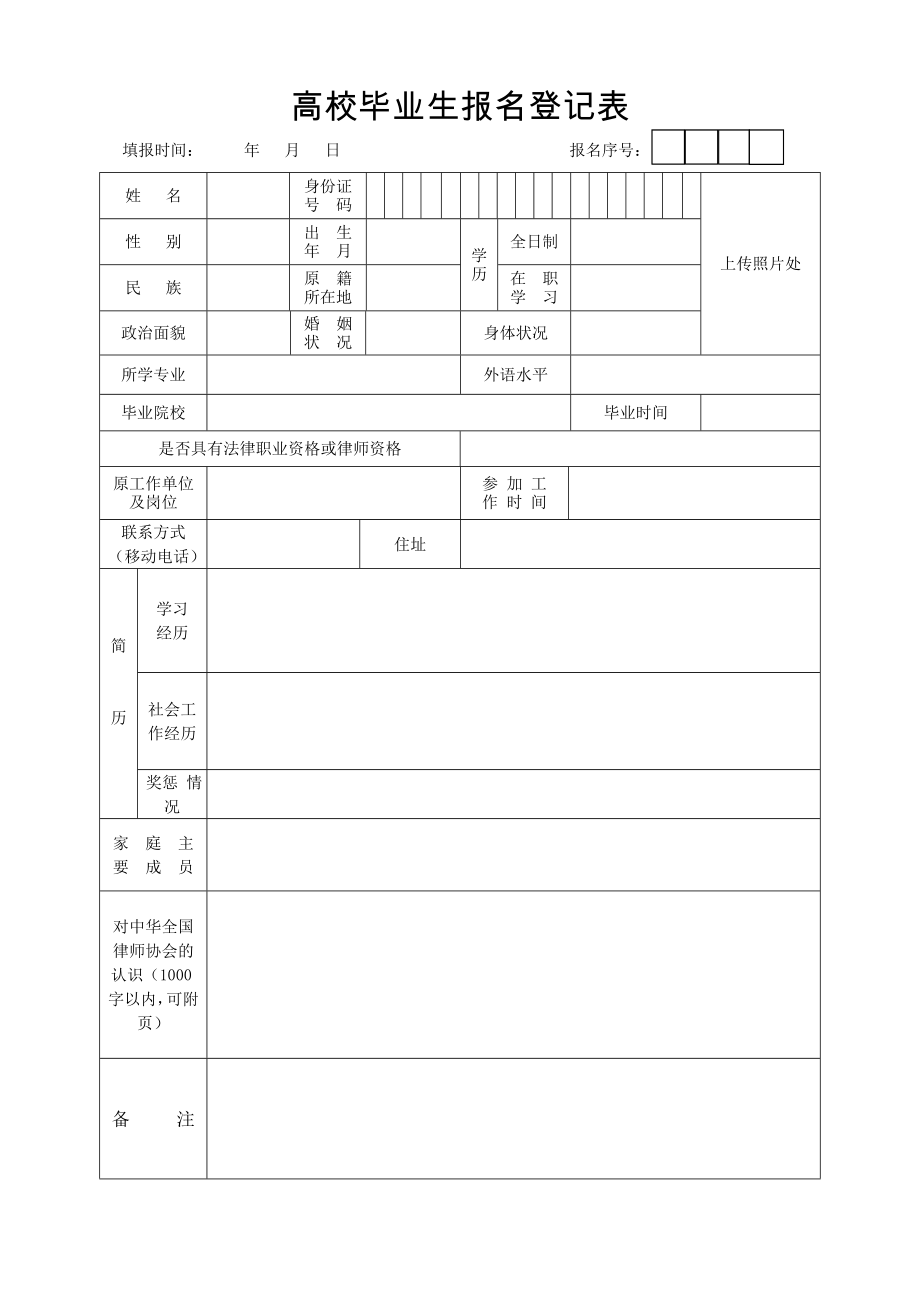 高校毕业生报名登记表.doc