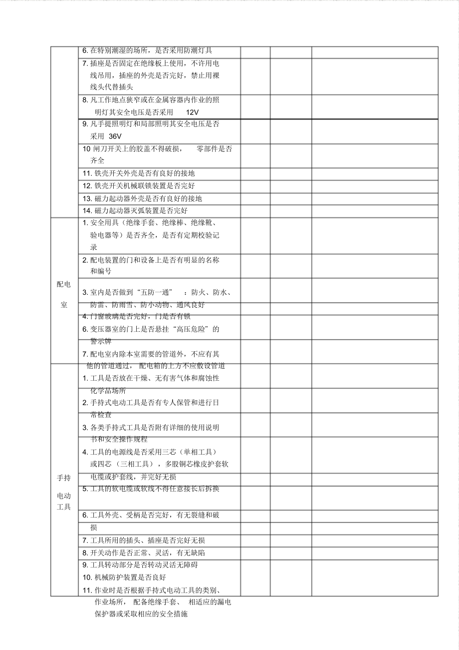 电气安全检查表(专业性)文件.doc