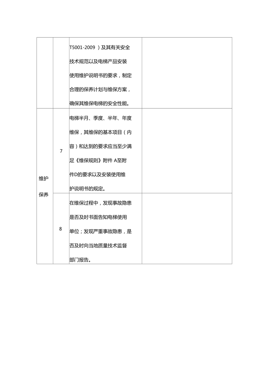 电梯维护保养单位执法检查表.doc