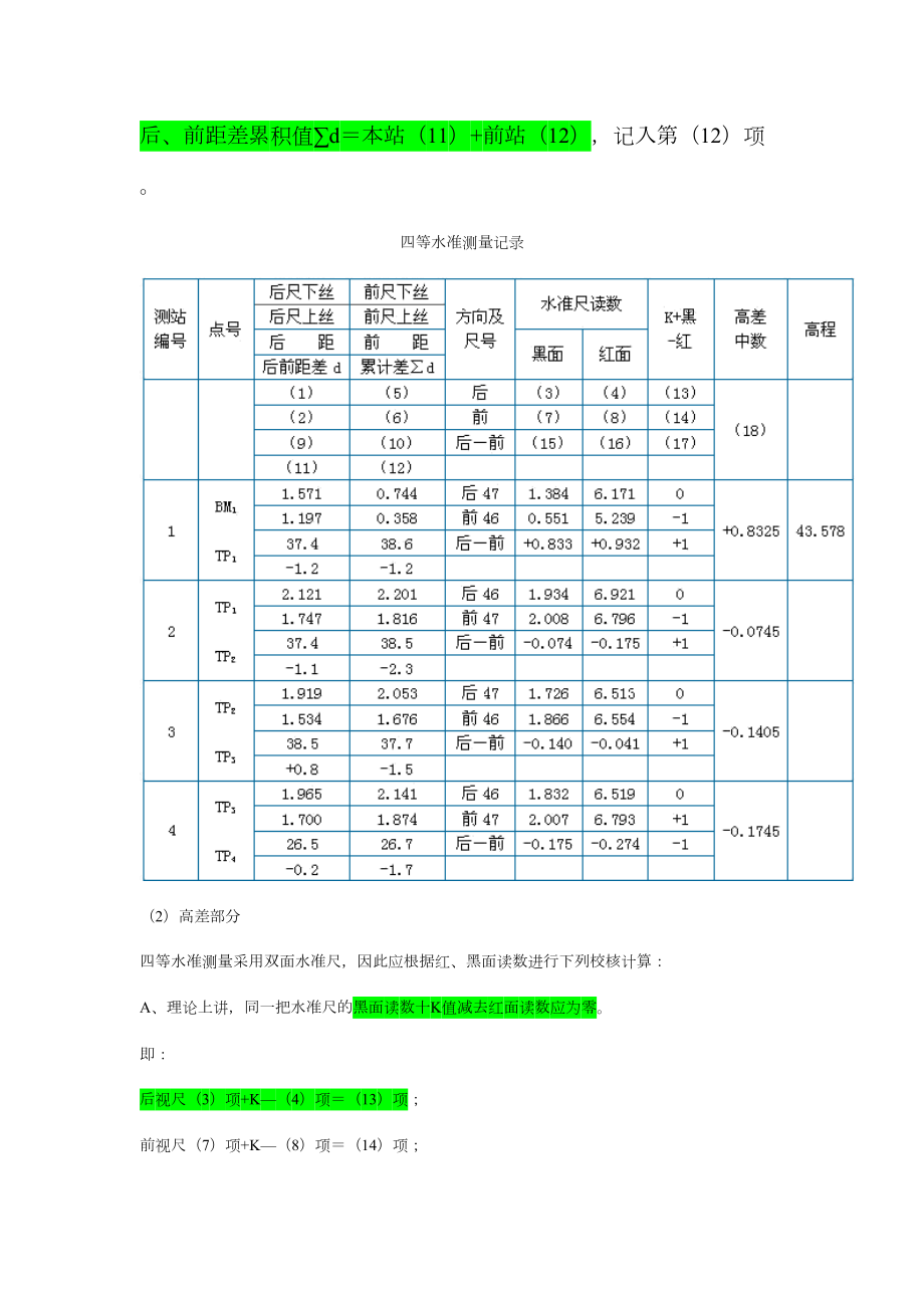 四等水准测量的方法及注意事项.doc