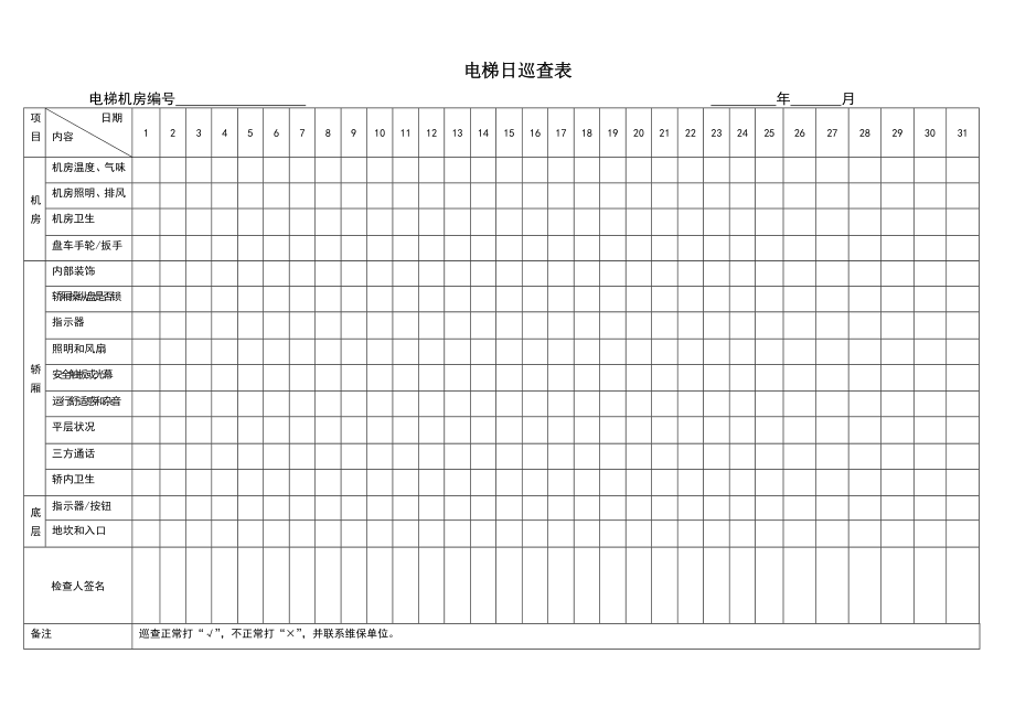 电梯日巡查表.doc