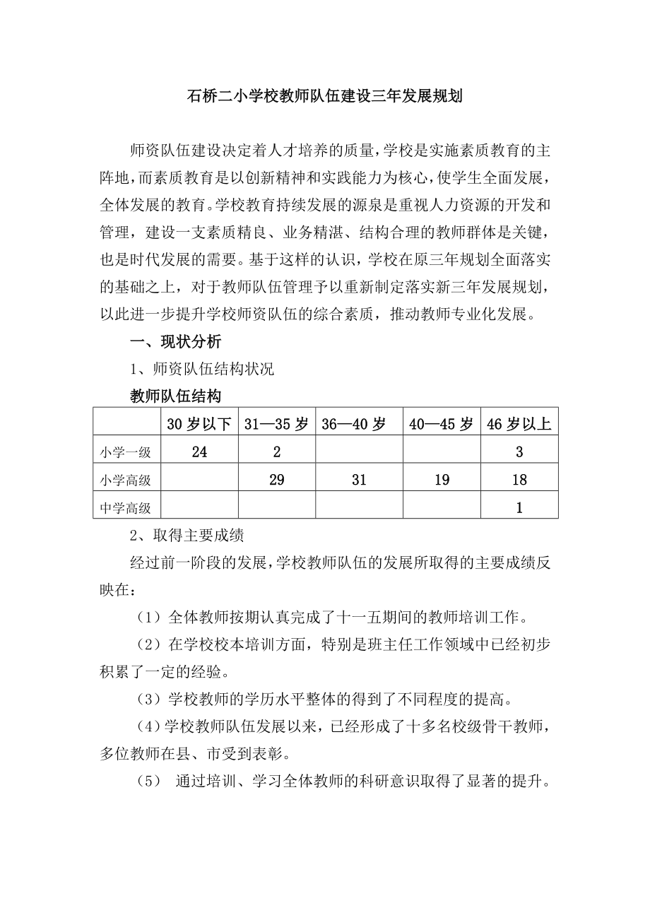 学校教师发展三年规划word参考模板.doc