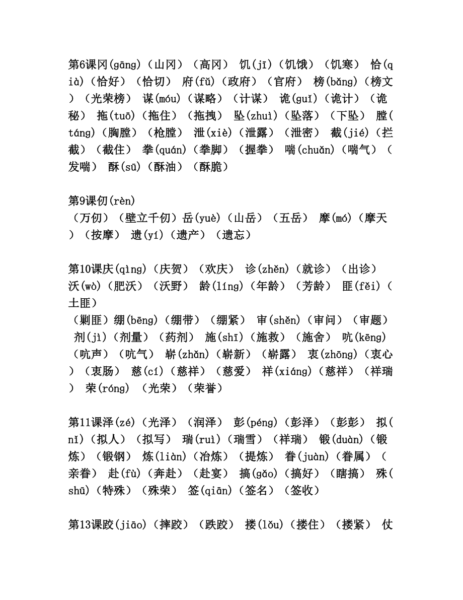 统编版五年级语文下册写字表生字注音、组词.doc