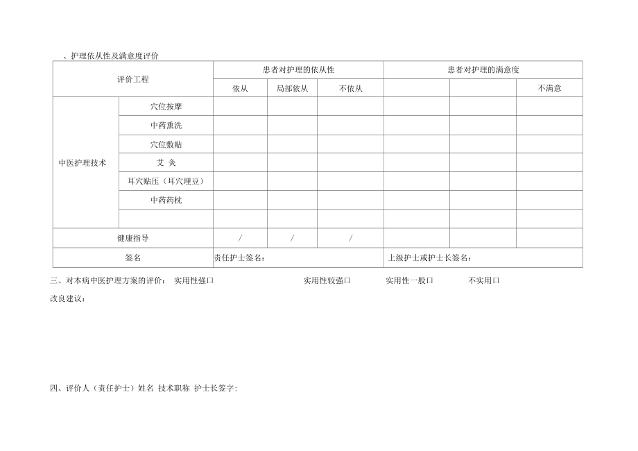 中风中医护理效果评价表.doc