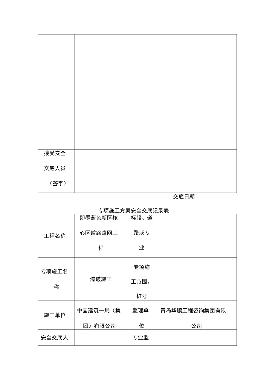 专项施工方案安全交底记录表.doc