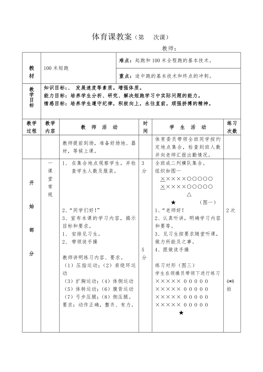 100米短跑教学教案.doc