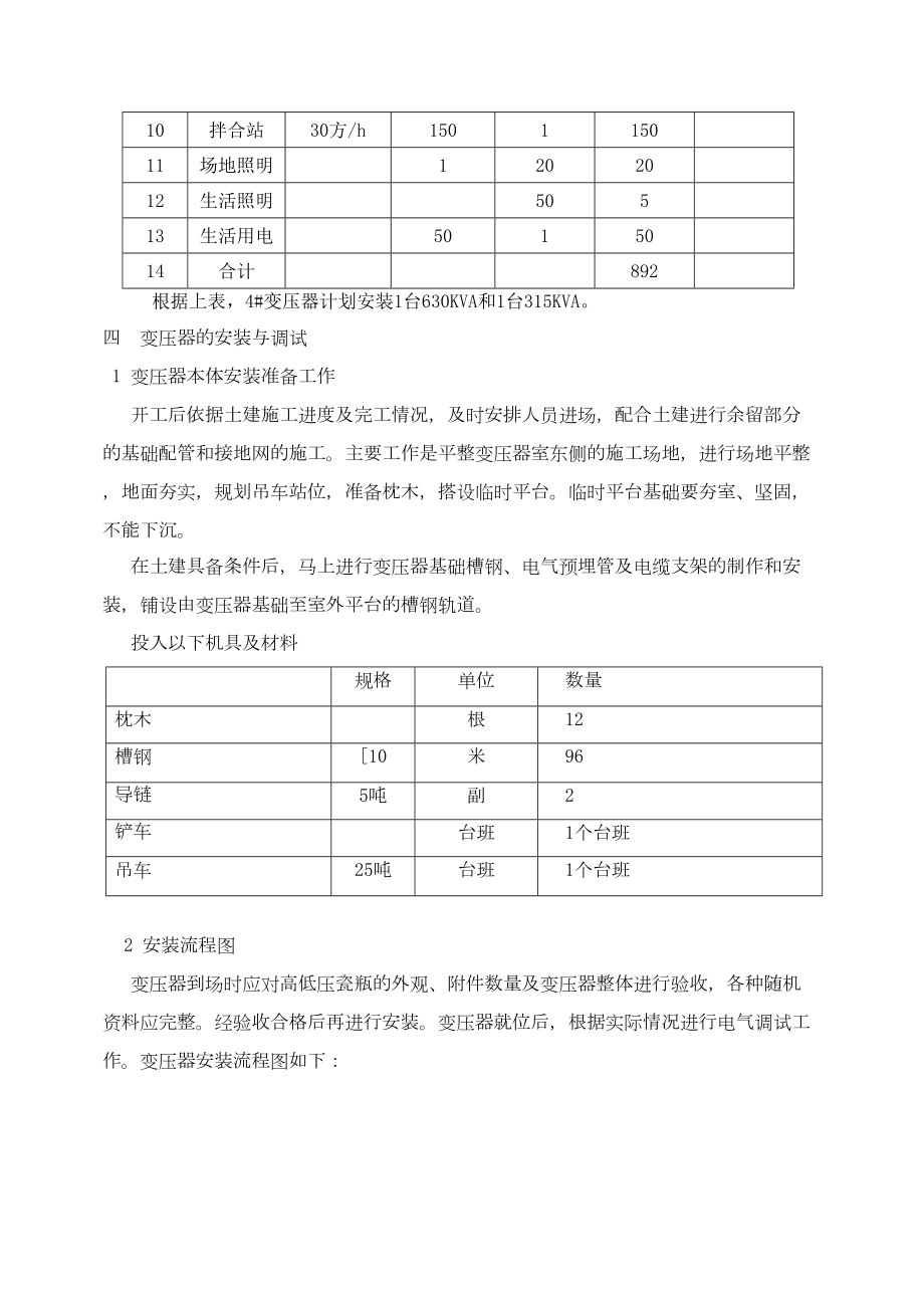 临时用电变压器安装方案精选文档.doc