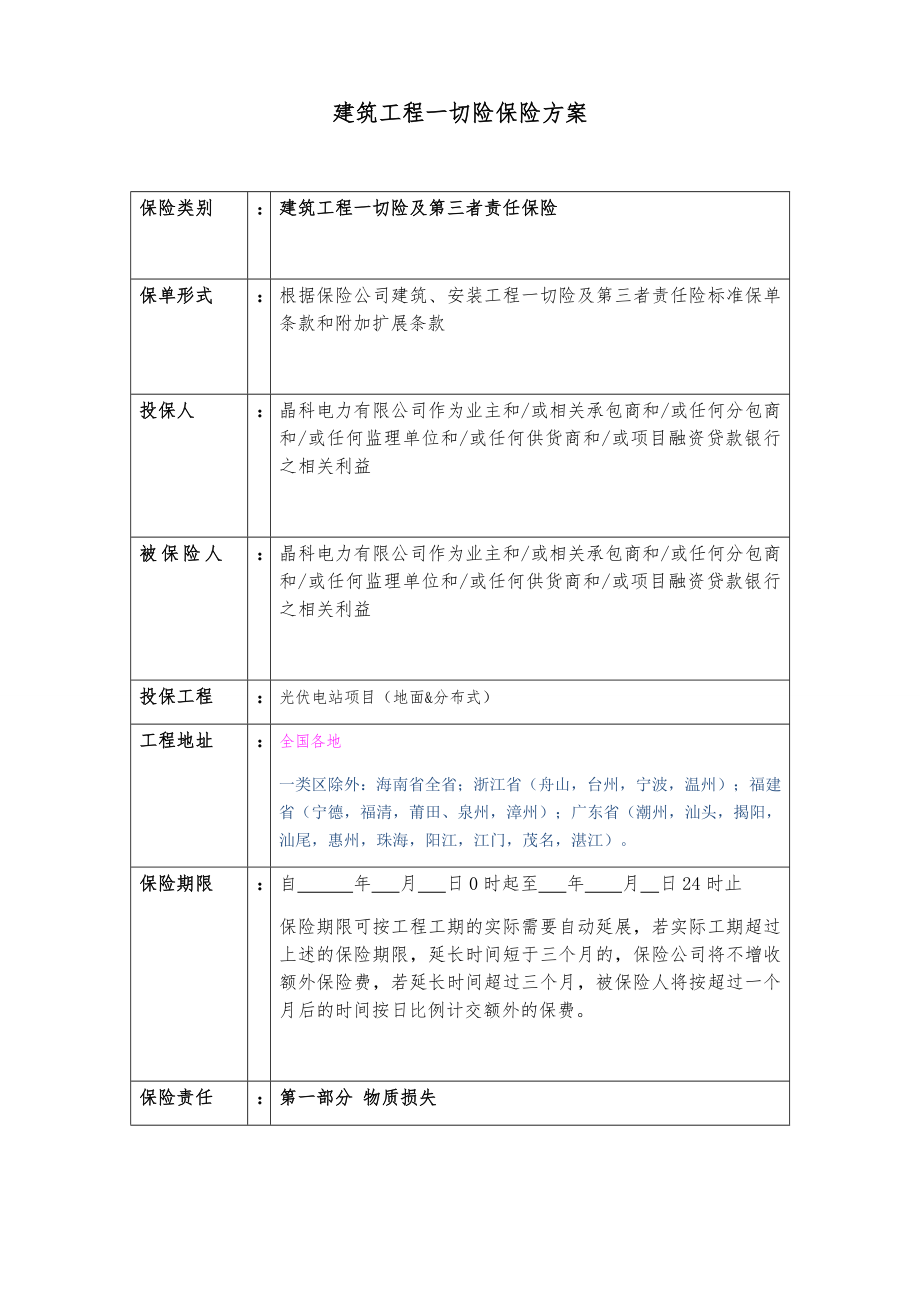 建筑工程一切险保险方案.doc