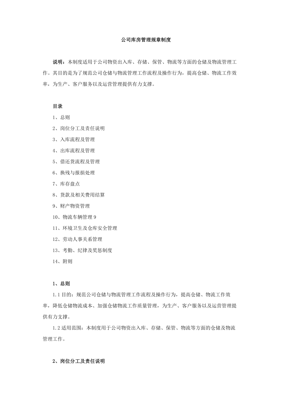 公司库房管理规章制度完整.doc