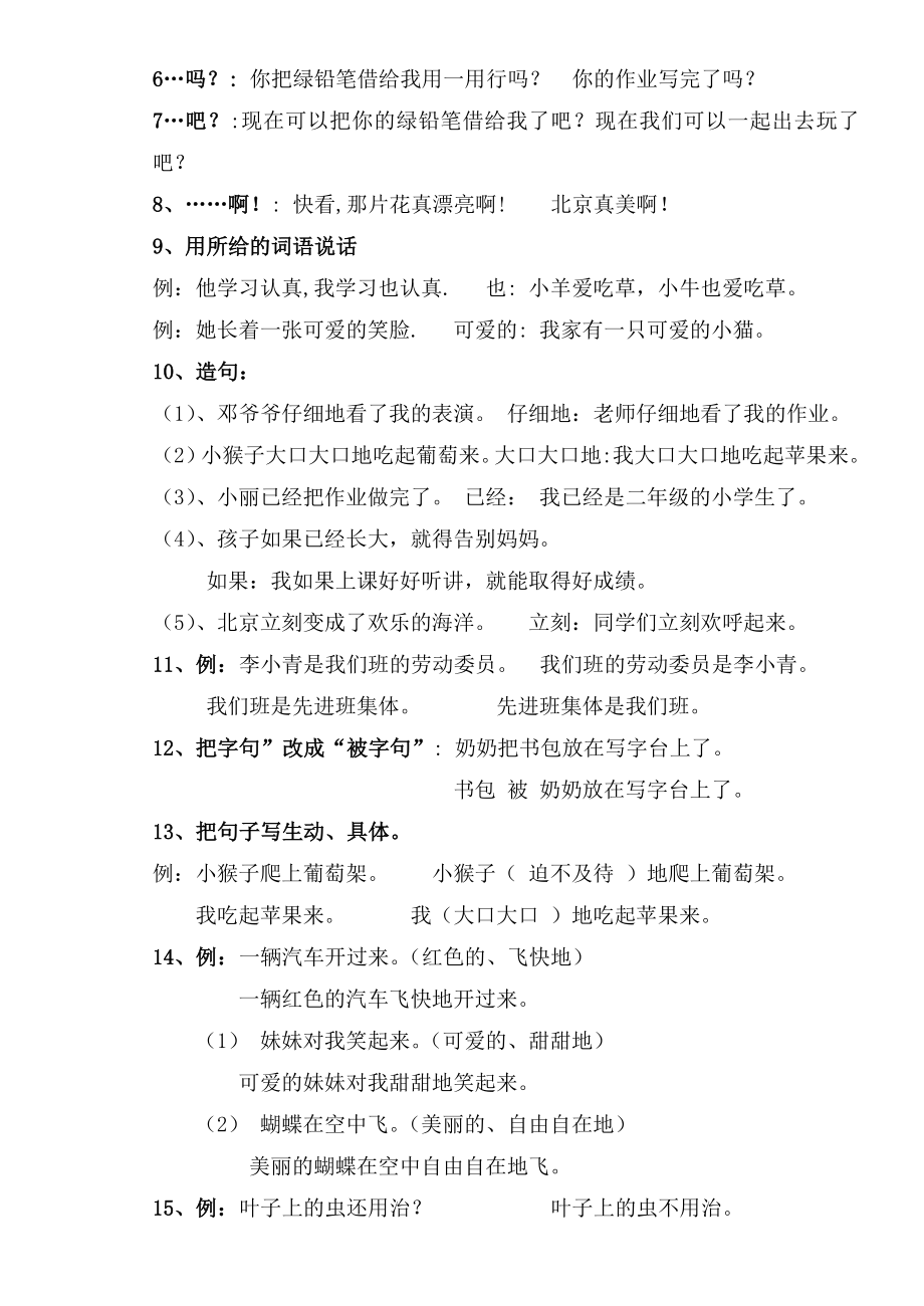 小学二年级语文复习知识点全面总结.doc