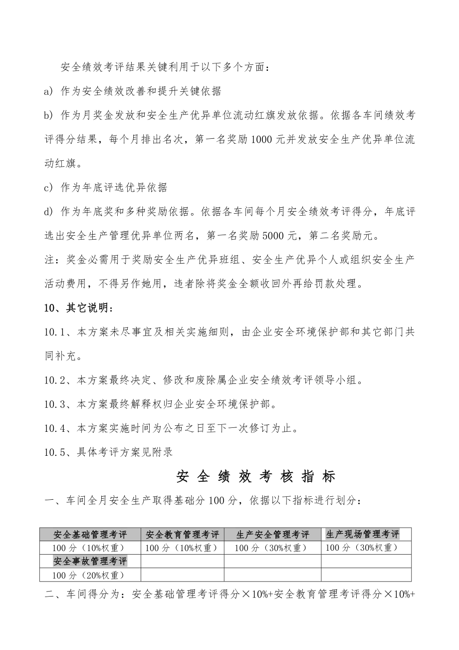 山东化工有限公司安全绩效考核方案.doc