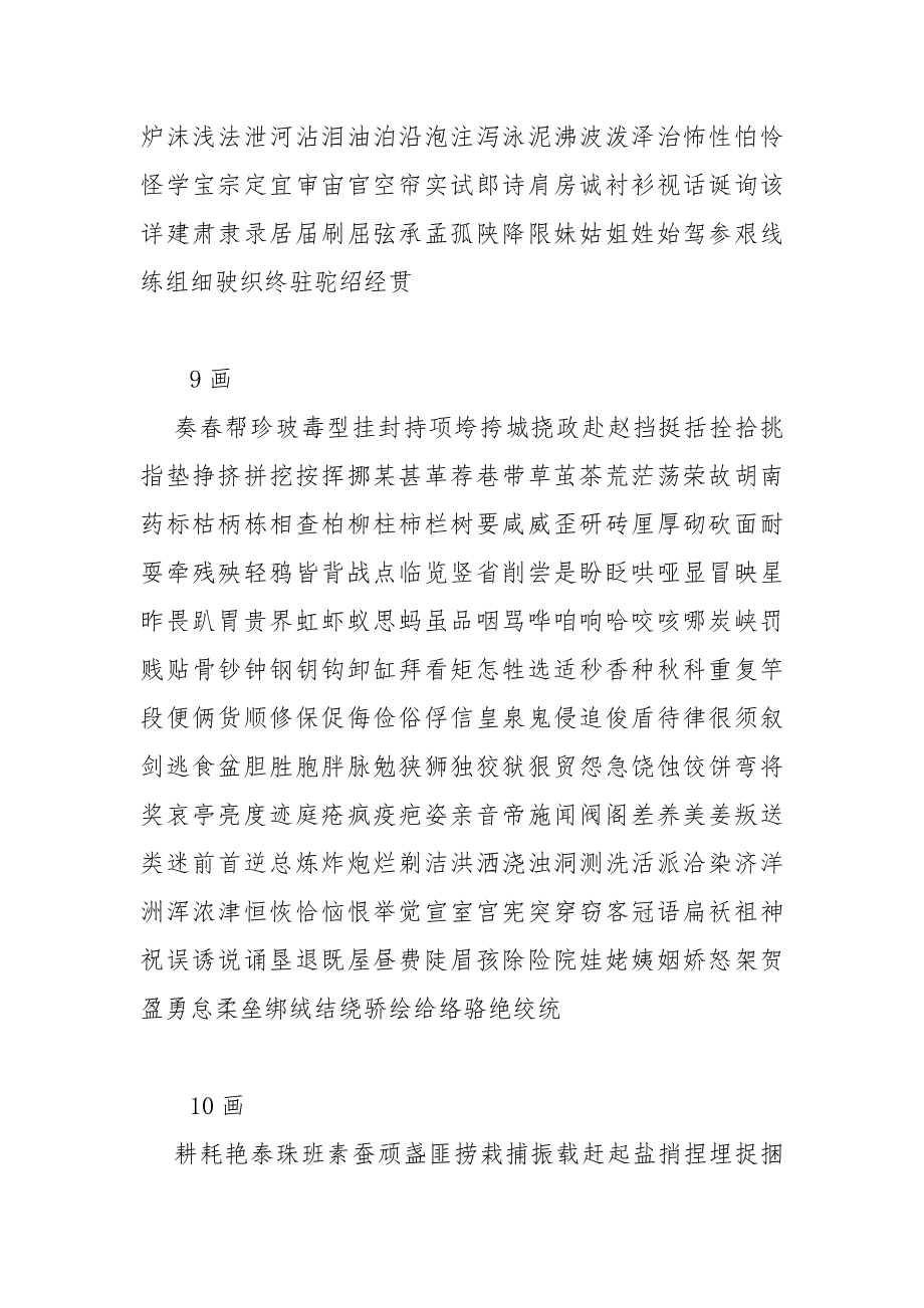 现代汉语常用字2500字次常用字1000字笔画顺序表.doc