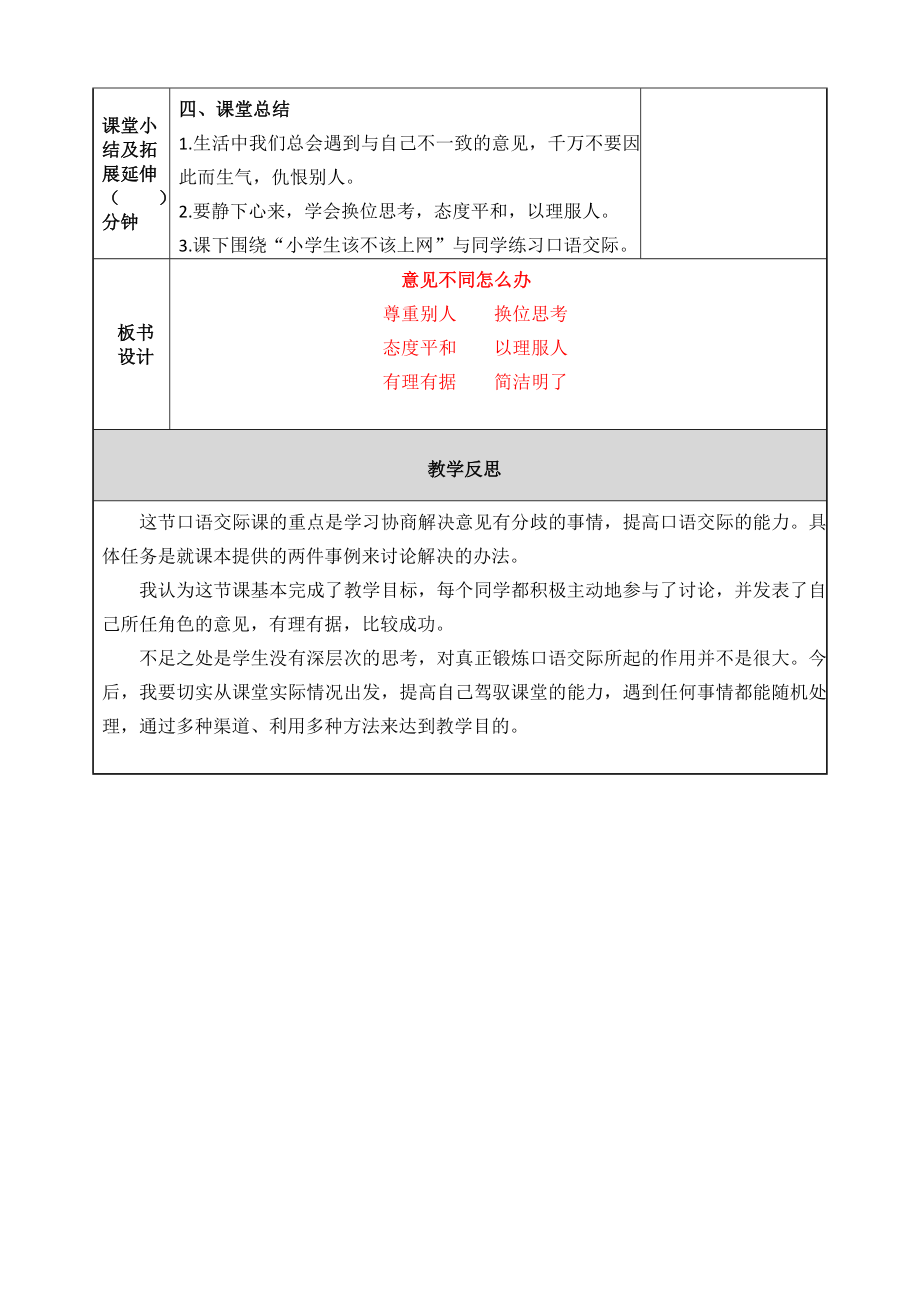 部编版六年级上册语文口语交际意见不同怎么办教案.doc