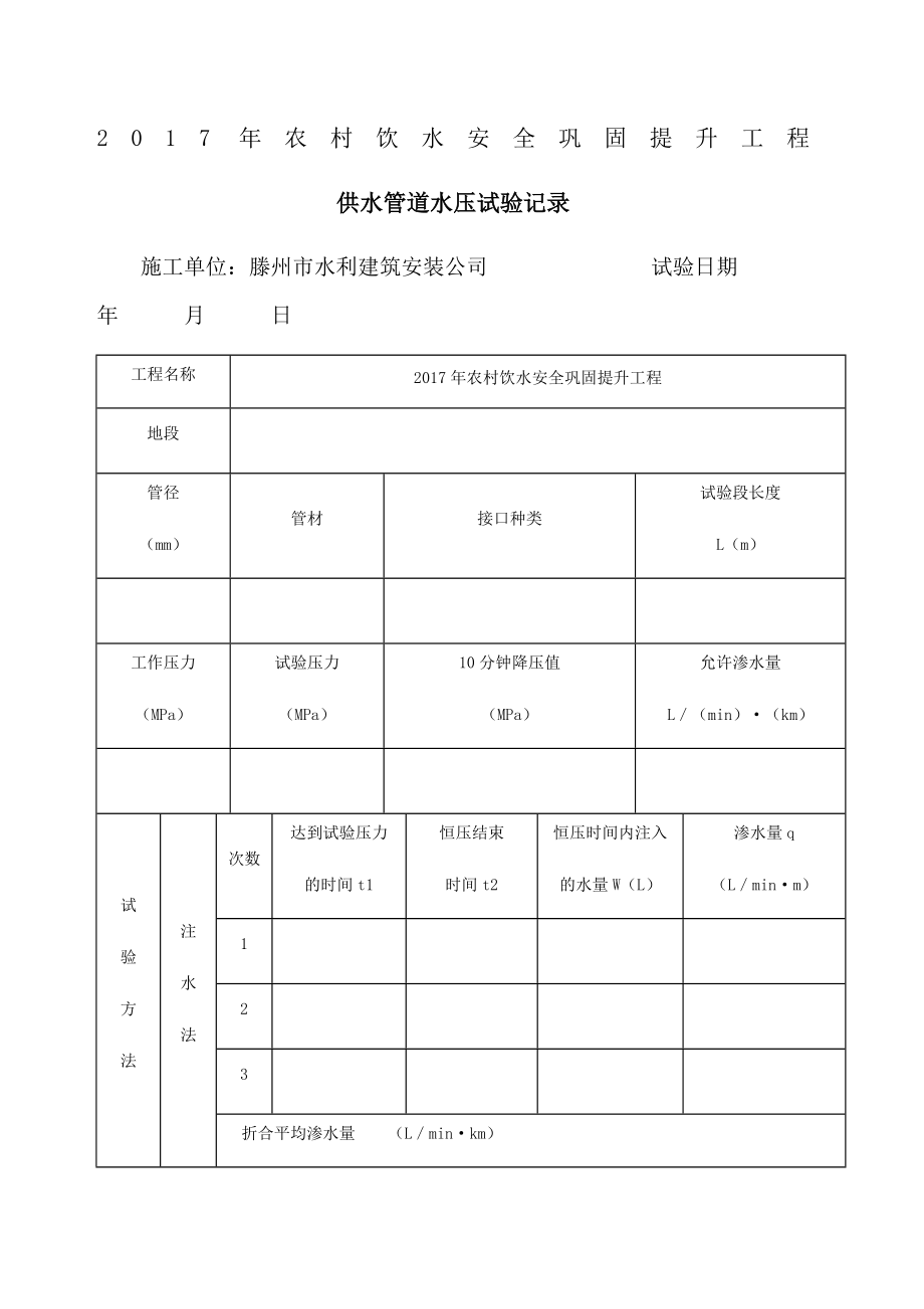 供水管道水压试验记录表.doc