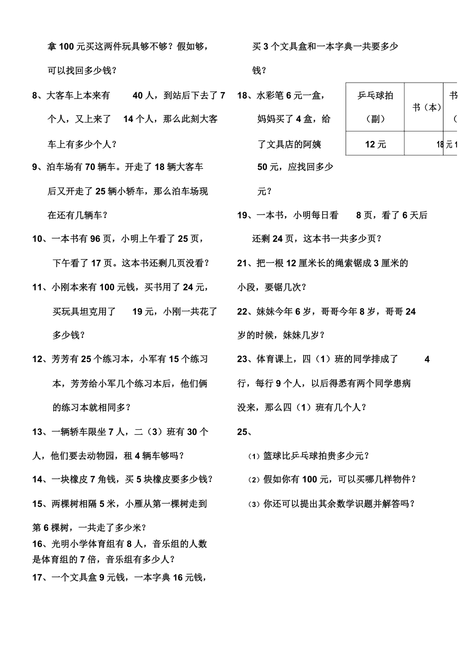 人教版二年级数学上册复习计划题.doc