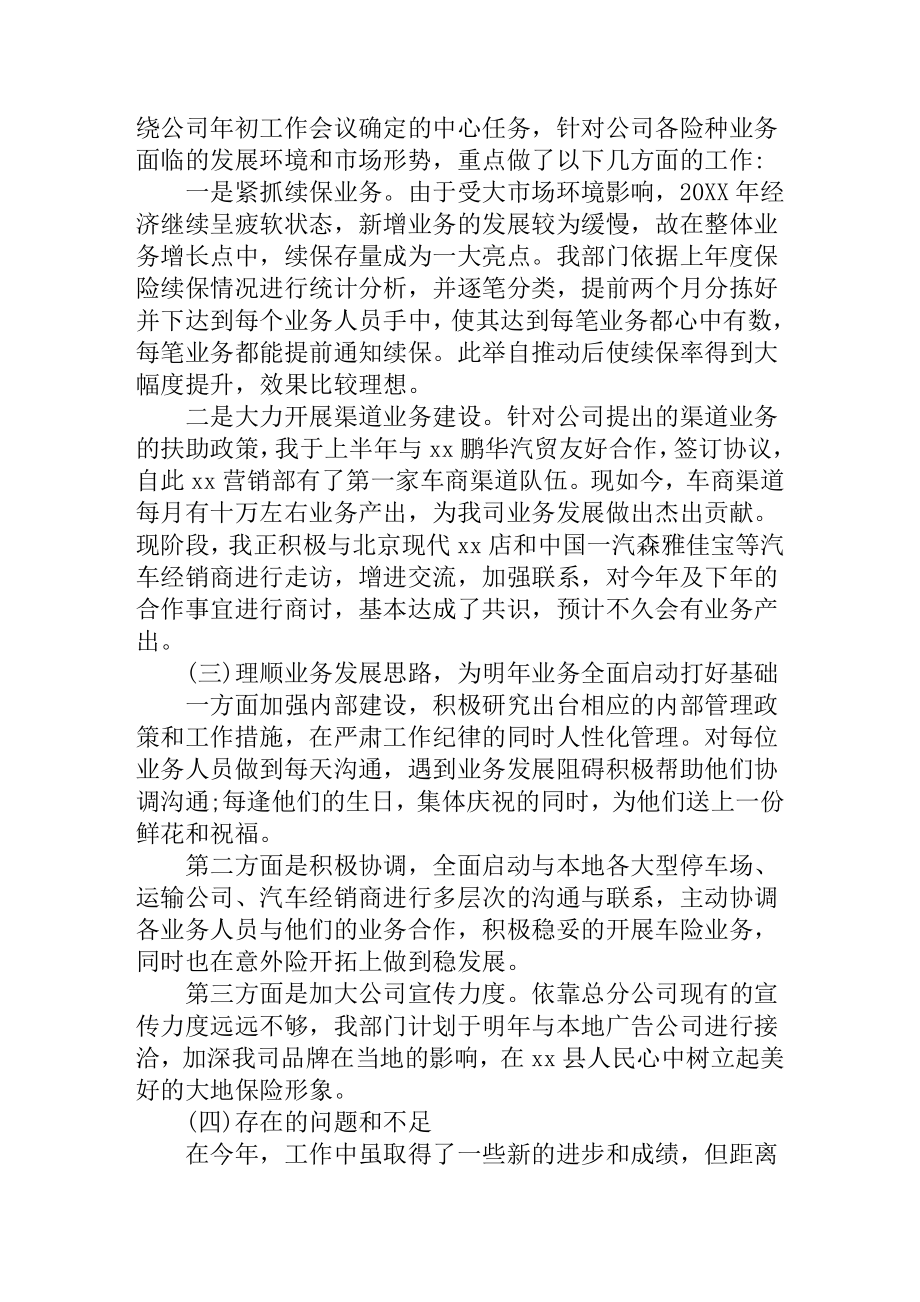 保险公司经理个人述职报告.doc