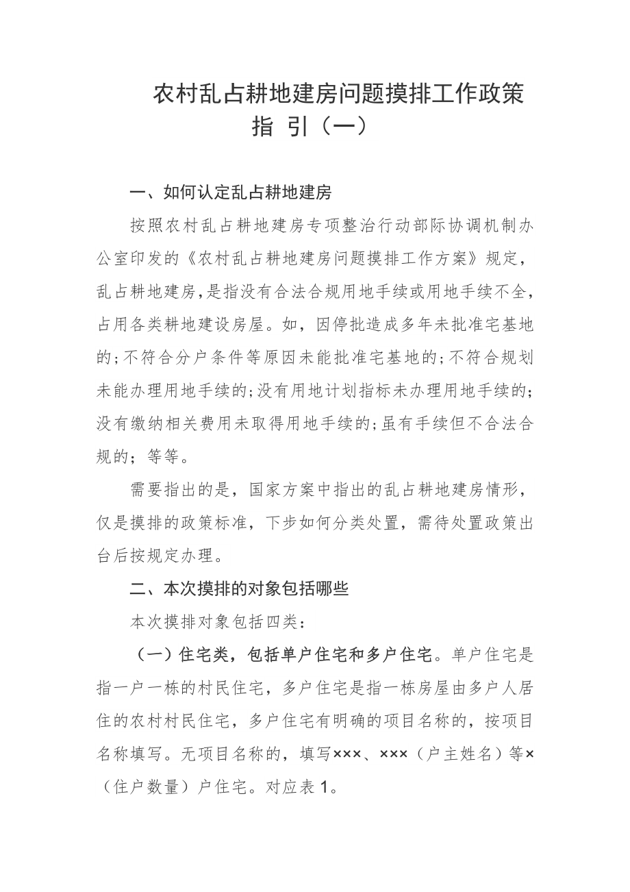 农村乱占耕地建房问题摸排工作政策指引（一）.doc