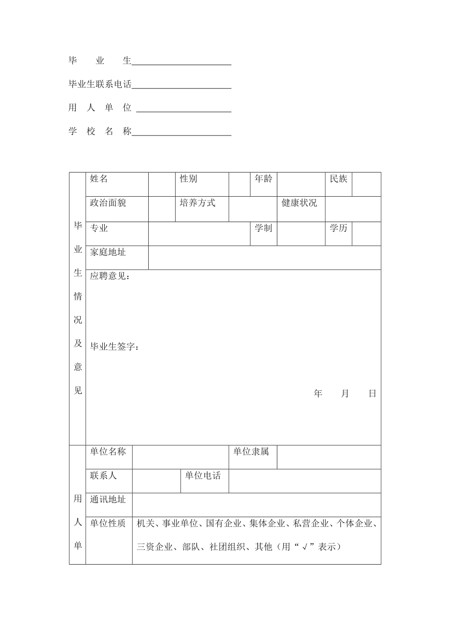 全国普通高等学校毕业生就业协议书范本模板.doc