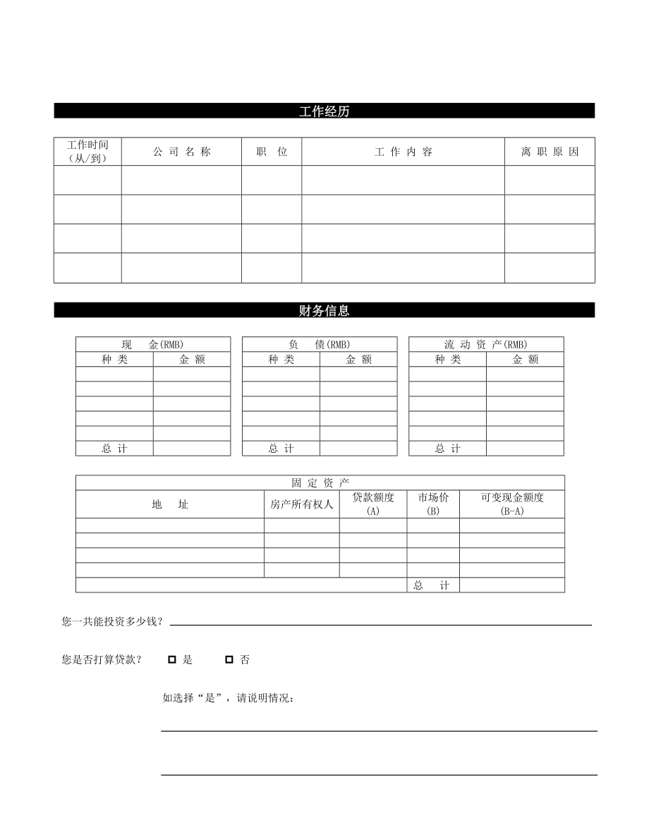 加盟商申请表.doc