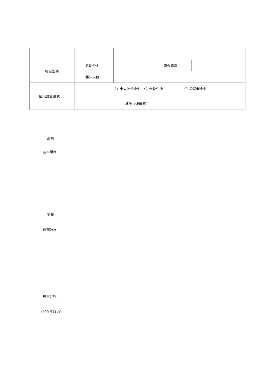 大学生创新创业孵化基地项目入驻申请表.doc