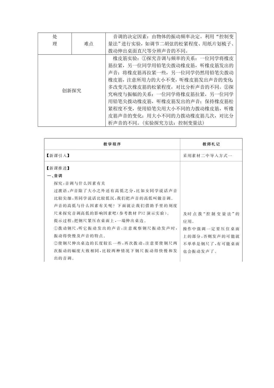 八年级物理上册第二章第2节声音的特性教学设计（新版）新人教版.doc