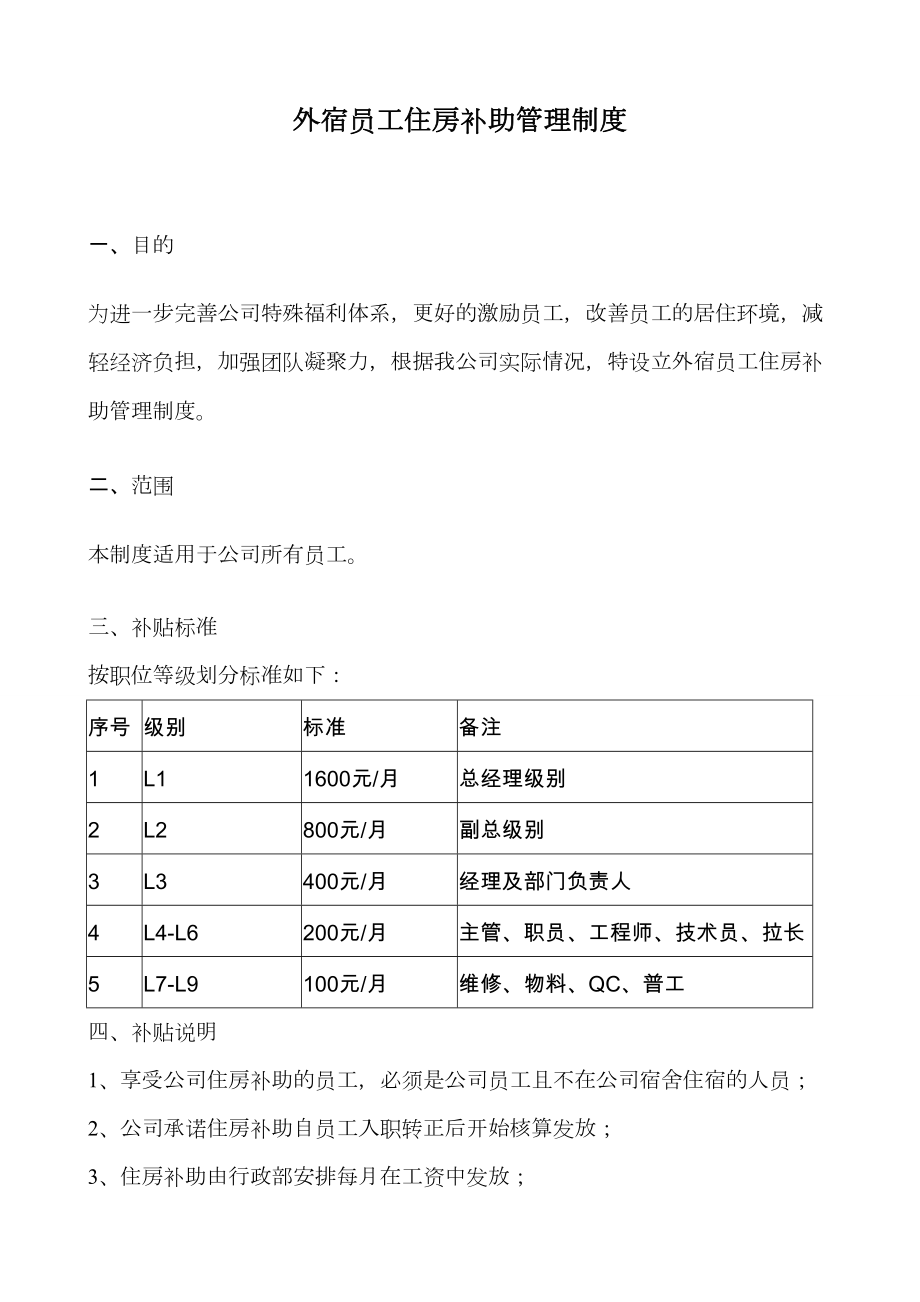 外宿员工住房补助管理制度.doc