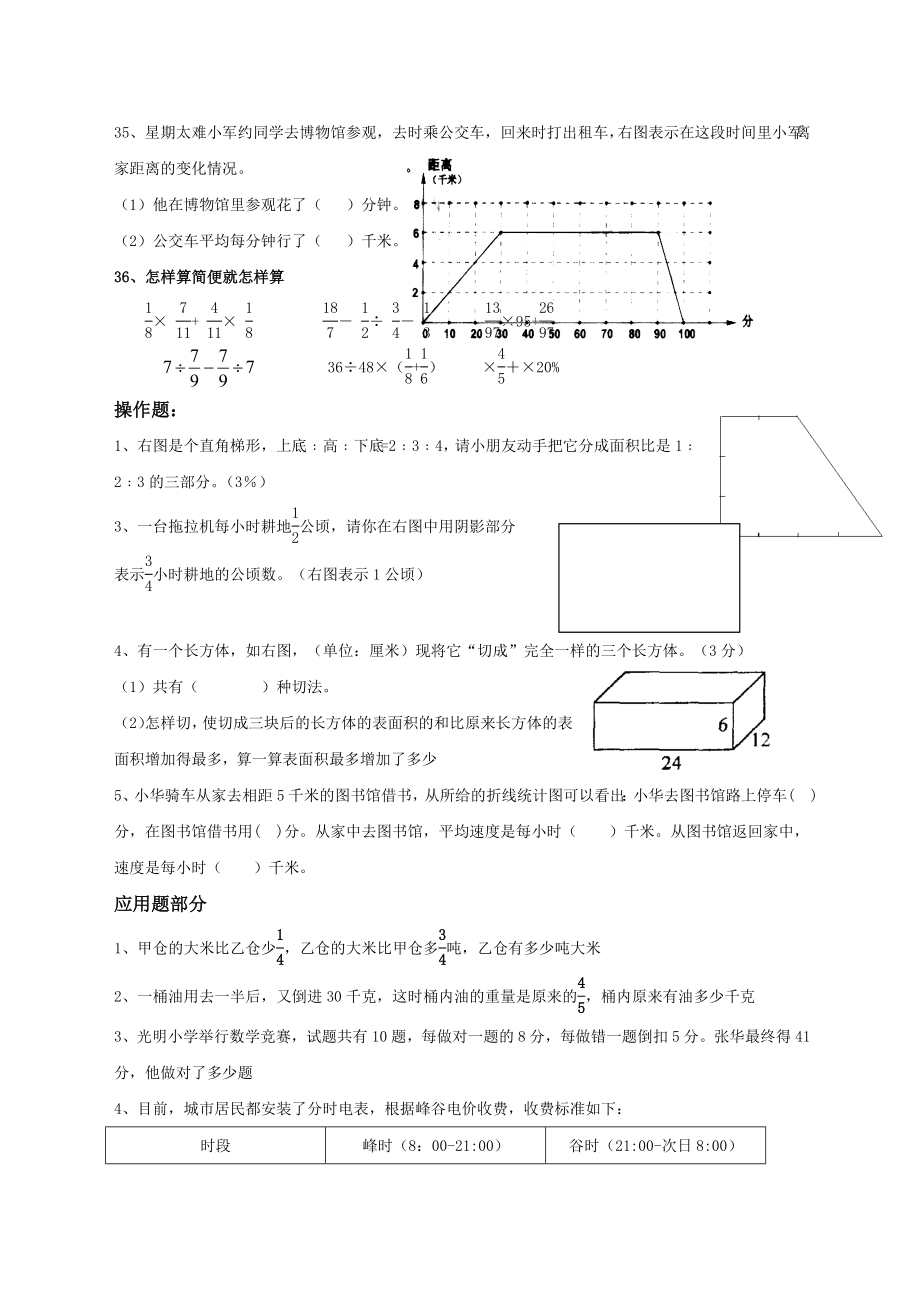 小学数学六年级上册思维拓展练习题.doc