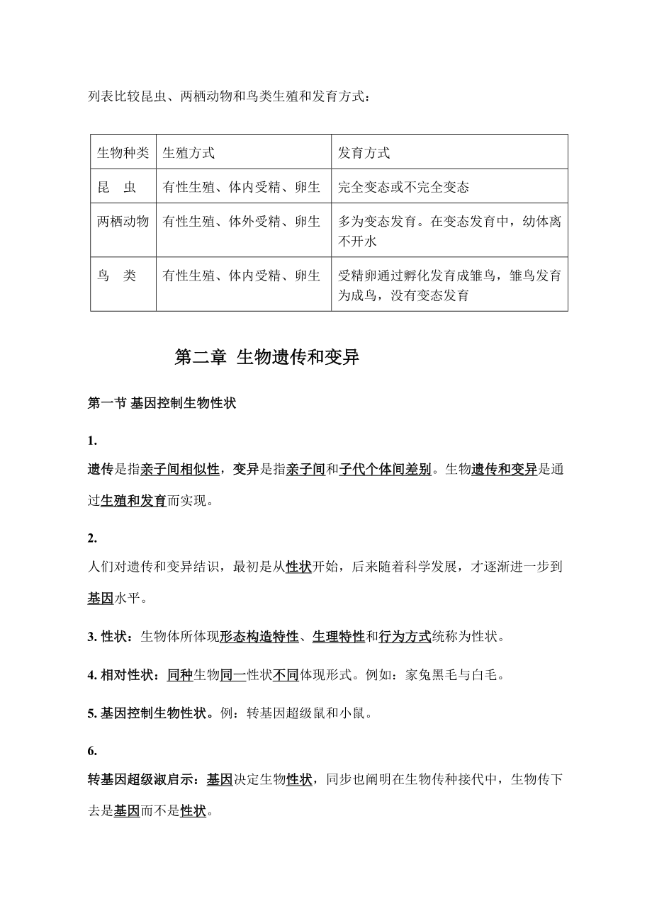 最新人教版八年级生物下册知识点归纳汇总.doc