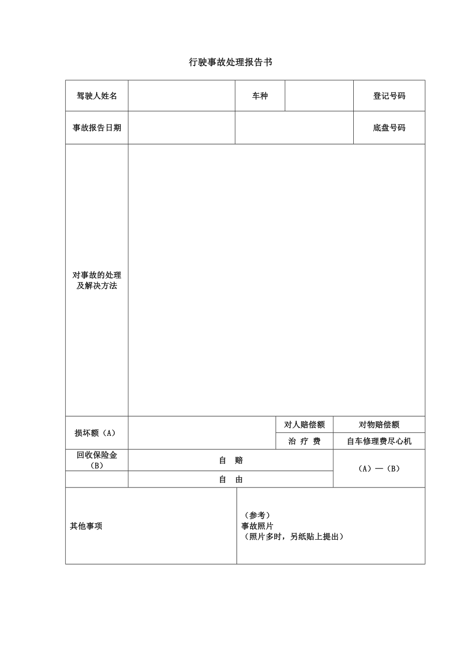 行驶事故处理报告书.doc