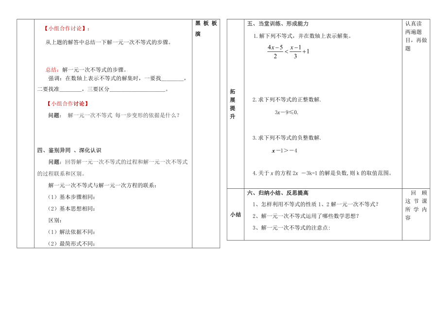 数学人教版七年级下册9.2一元一次不等式解法（1）导学案.doc