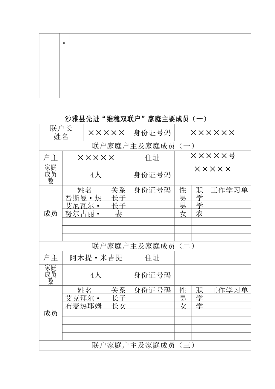 村先进维稳双联户审批表精编.doc