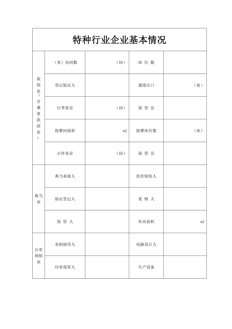 特种行业经营申请登记表.doc