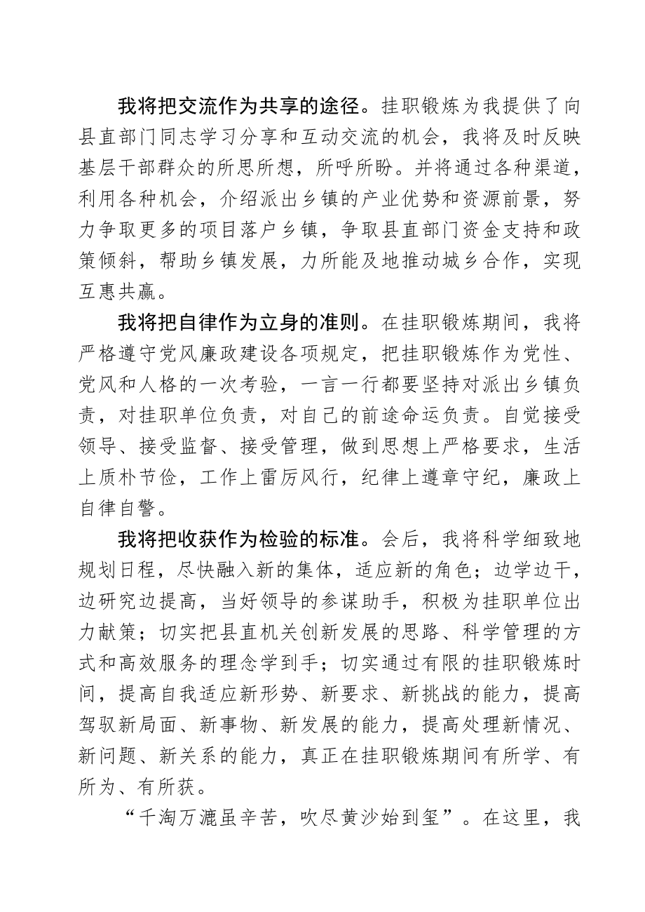 挂职干部表态发言.doc