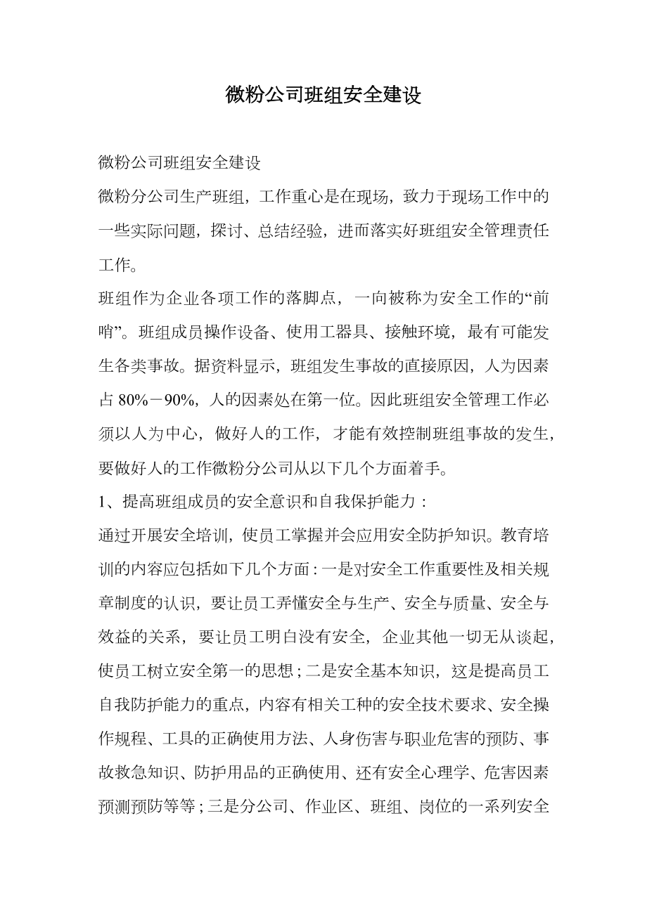 微粉公司班组安全建设.doc