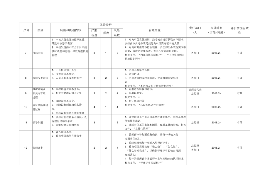 风险和机遇评估分析表.doc