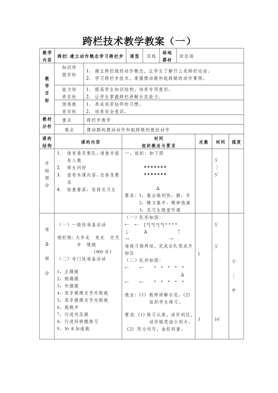 跨栏技术教学教案.doc