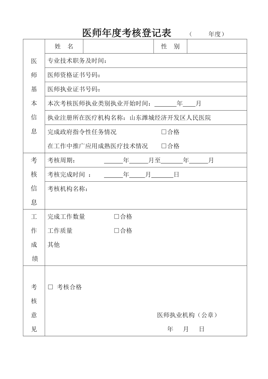 医师年度考核登记表.doc