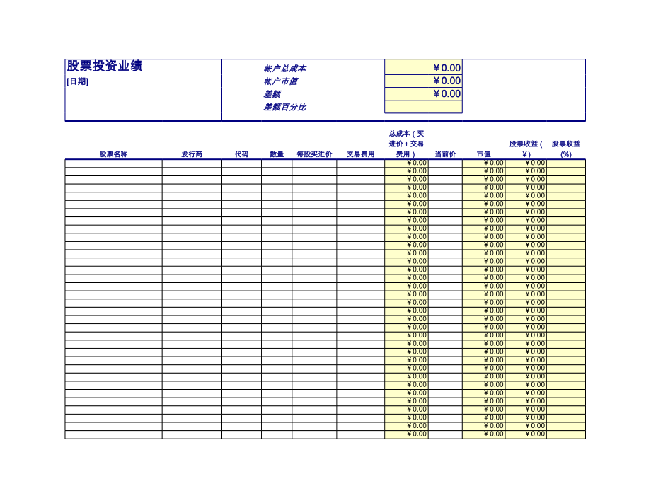 股票投资业绩表格.xls