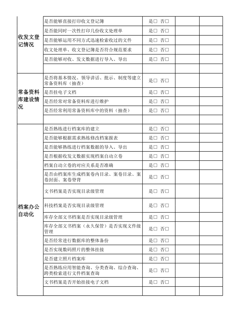 办公室工作评估《档案管理软件使用情况》评估单.xls