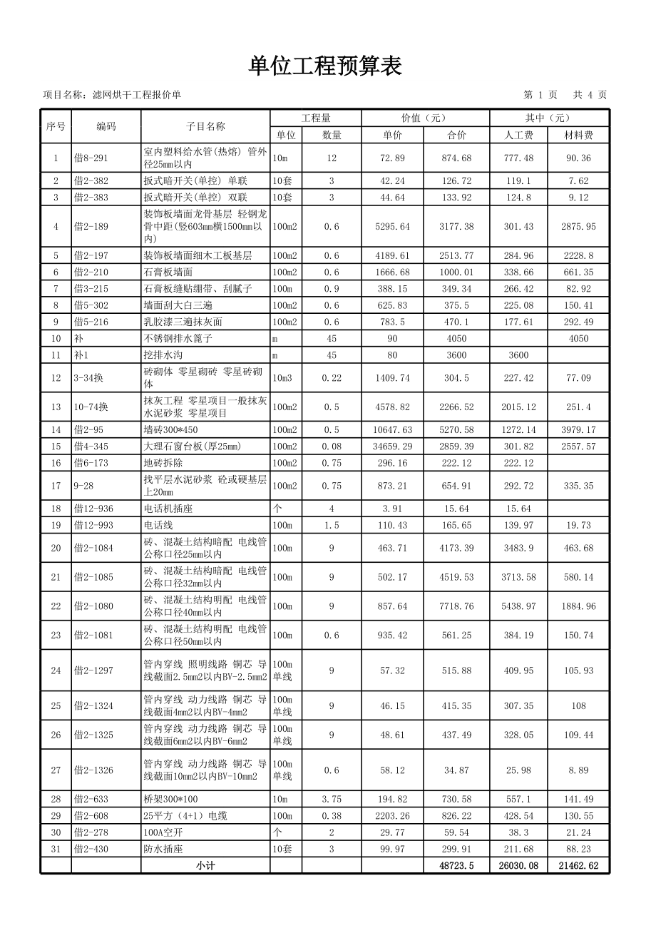 单位工程概预算表.xls