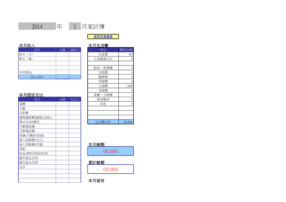 记账本E cel模板 公司个人均可用.xls