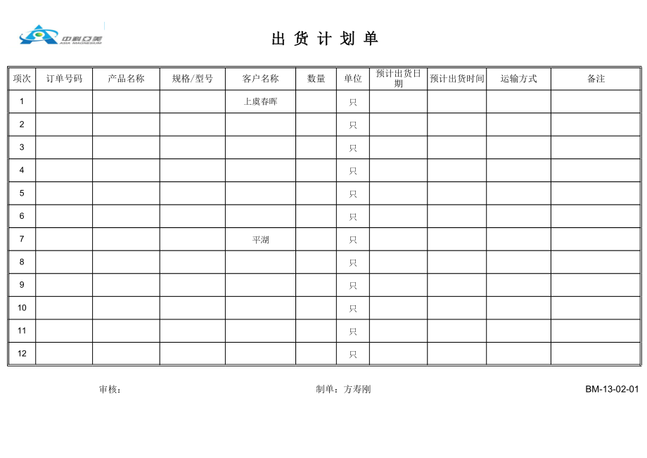 出货计划表.xls