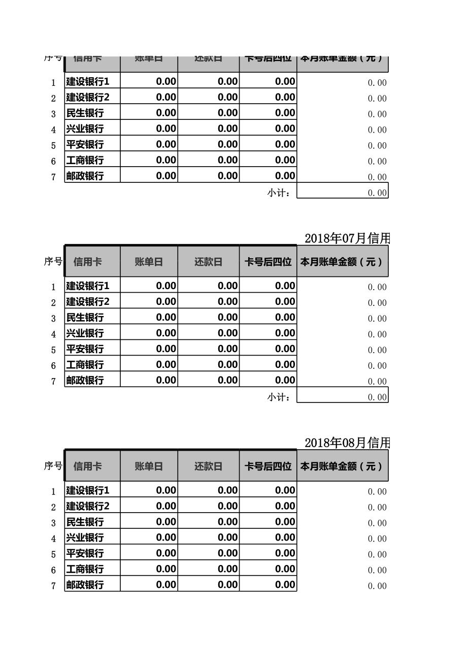 多张信用卡使用还款记录表格信用卡使用的必备神表.xls