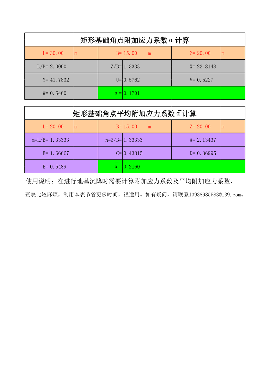 附加应力系数、平均附加应力系数计算.xls