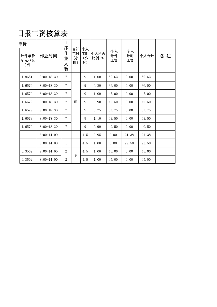 车间统计报表范本.xls