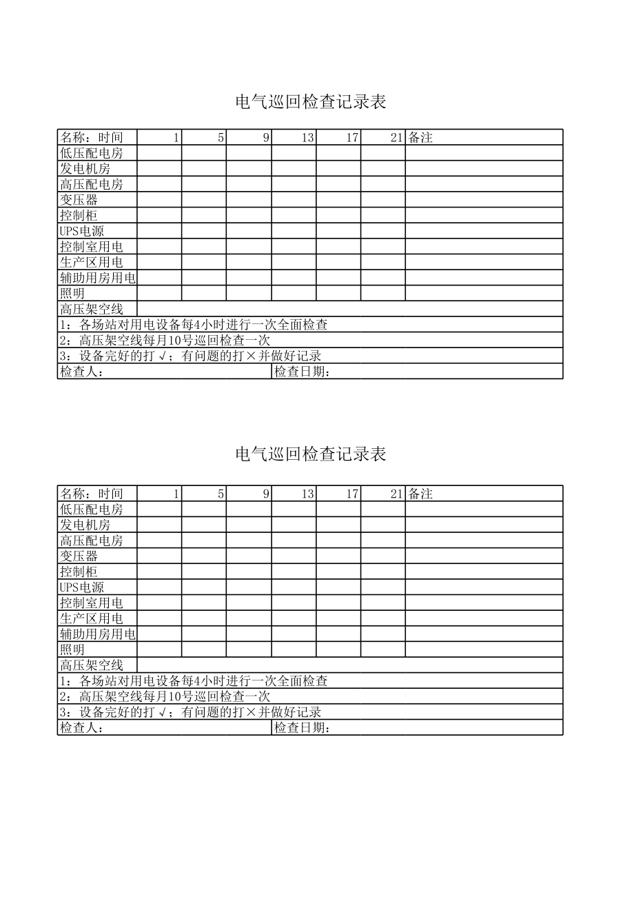 电气巡回检查记录表.xls