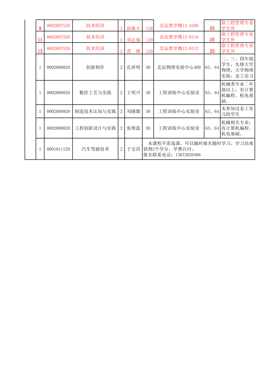 河北工业大学选课表.xls