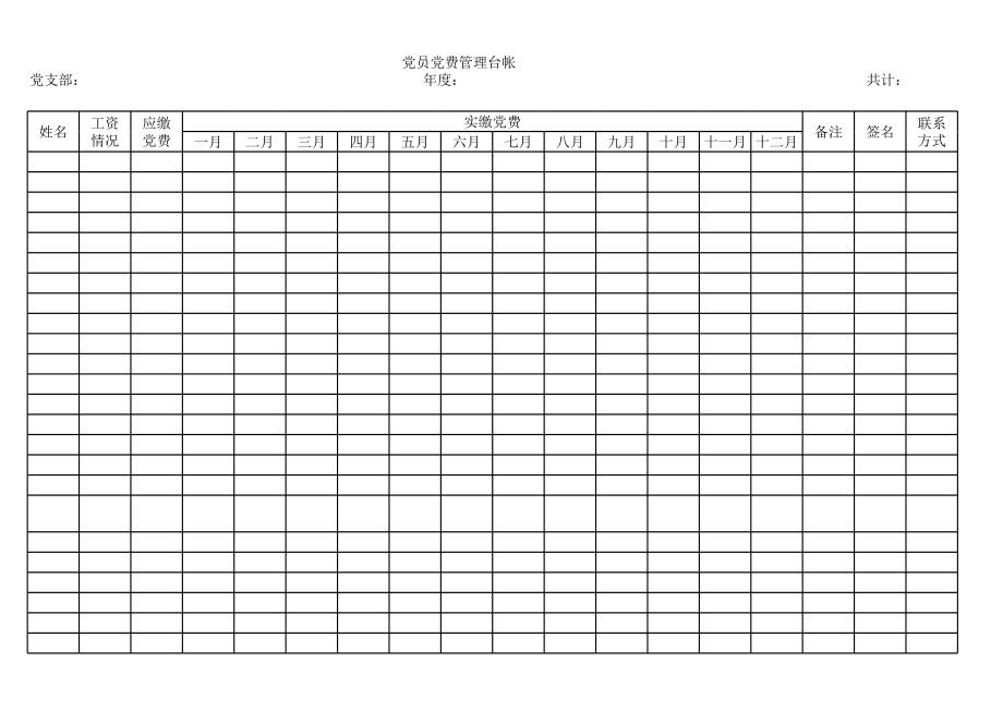 党费管理台帐模板.xls