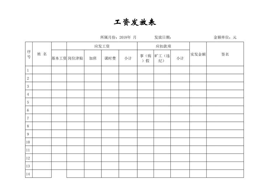 教育培训机构工资发放表.xls